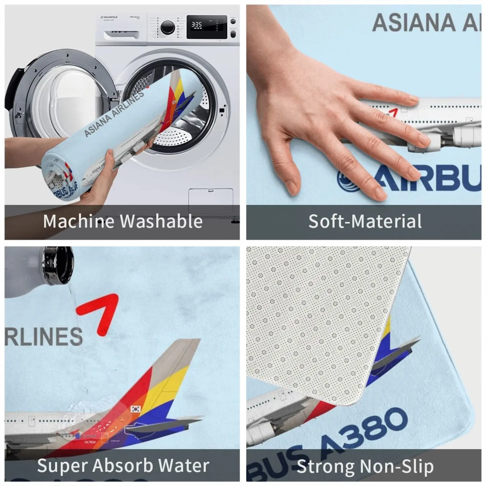 رسم توضيحي لآسيا ايرباص A380-النسخة الزرقاء السجاد حصيرة البساط وسادة لينة ايرباص A380 ايرباص A380 A380 ايرباص اسياانا