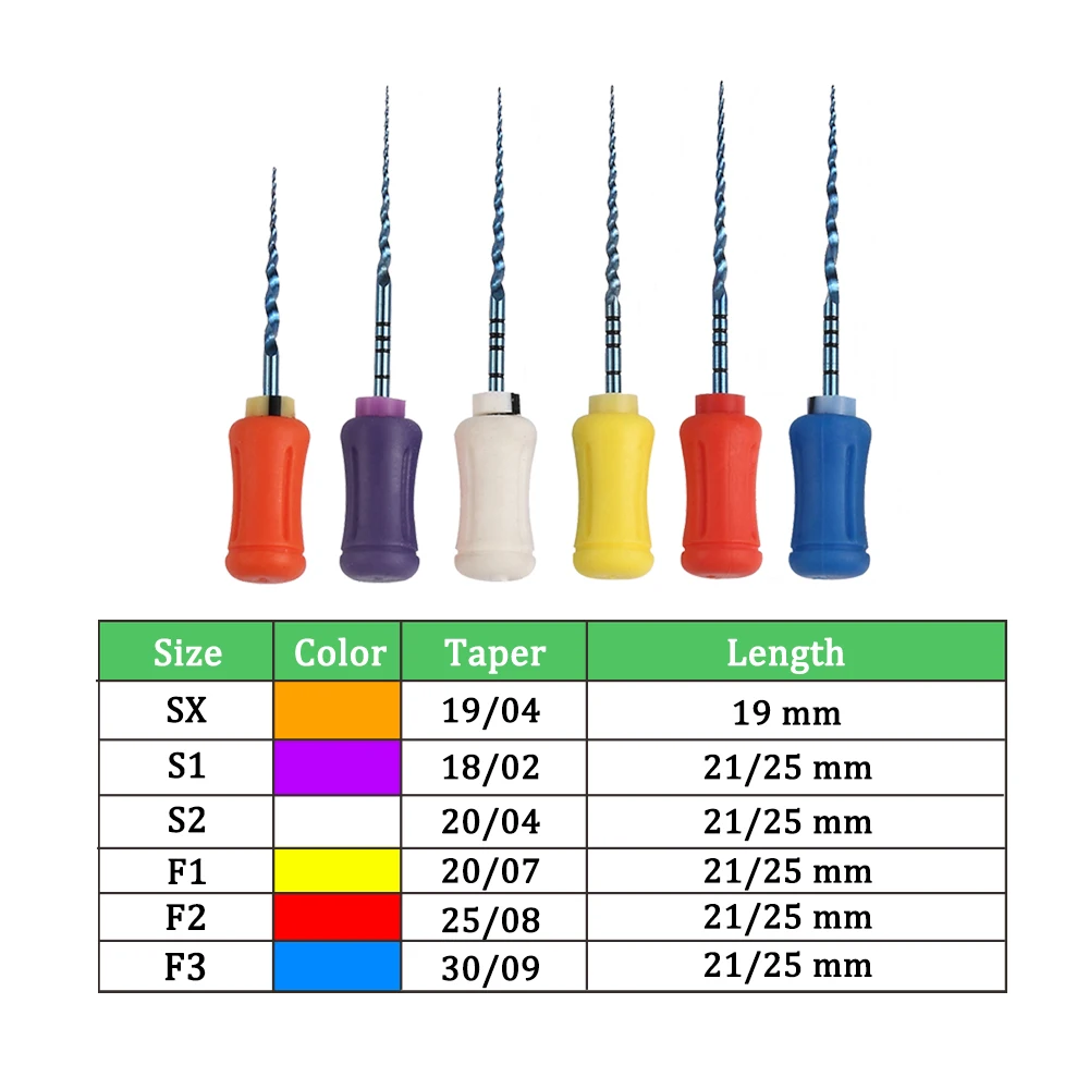 6 PCS/Box Dental Endodontics NiTi Blue Hand Use Super Files SX-F3 25/21mm Root Canal Endo Files