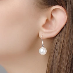 Simple White Imitation Pearls Ball Hook Earrings Eardrops Bridal Wedding Party Jewelry Wholesale Aretes de mujer серьги женские