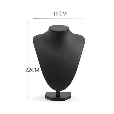 Black PU Wrapped Necklace Stand Jewelry Display Pendants Holder Woman Model Bust Mannequin Jewellery Show 6 Size Options