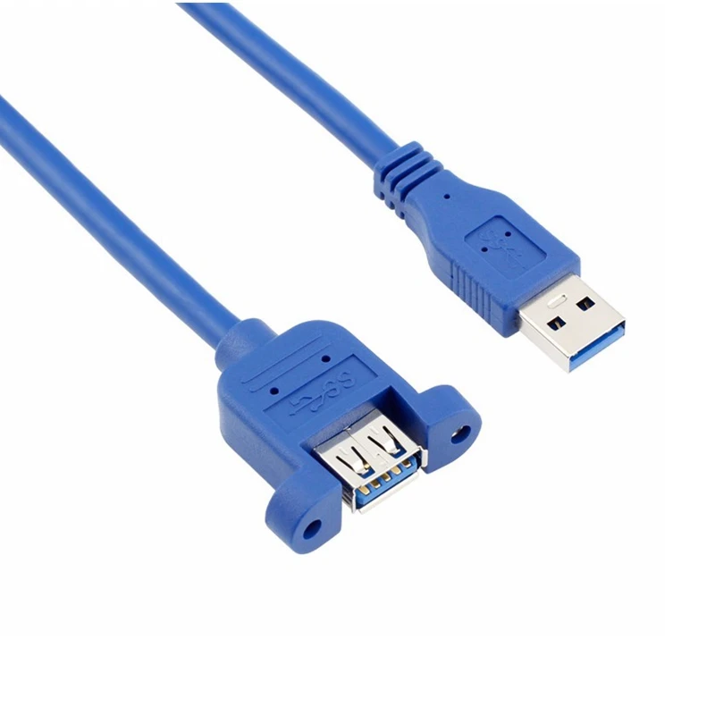 

USB 3.0 Male to Female Extension Cable with Panel Mount Screw hole lock connector adapter cord for computer (With screws)