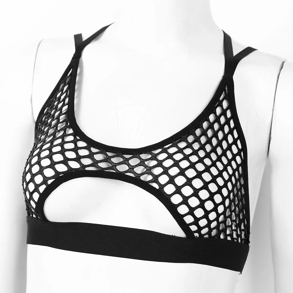 Kobiety Prześwitujące Siateczkowe Wycięcie Biustonosz Top Hollow Crop Tops Trening Joga Camisole Bralette Underboob Kamizelka Festiwal Rave Clubwear