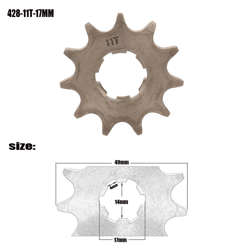 428 11T tooth 17mm 20mm front engine sprocket ATV BIKE 50cc 70cc 90cc 110cc 125cc 150cc