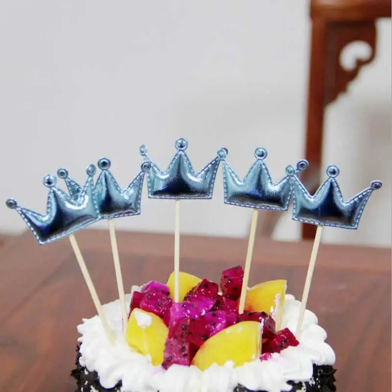 5pcs/lot Heart Crown Star Shape Cake Topper Happy Birthday Cupcake Topper Wedding Baby Shower Baking Cake Top Flag Decorations