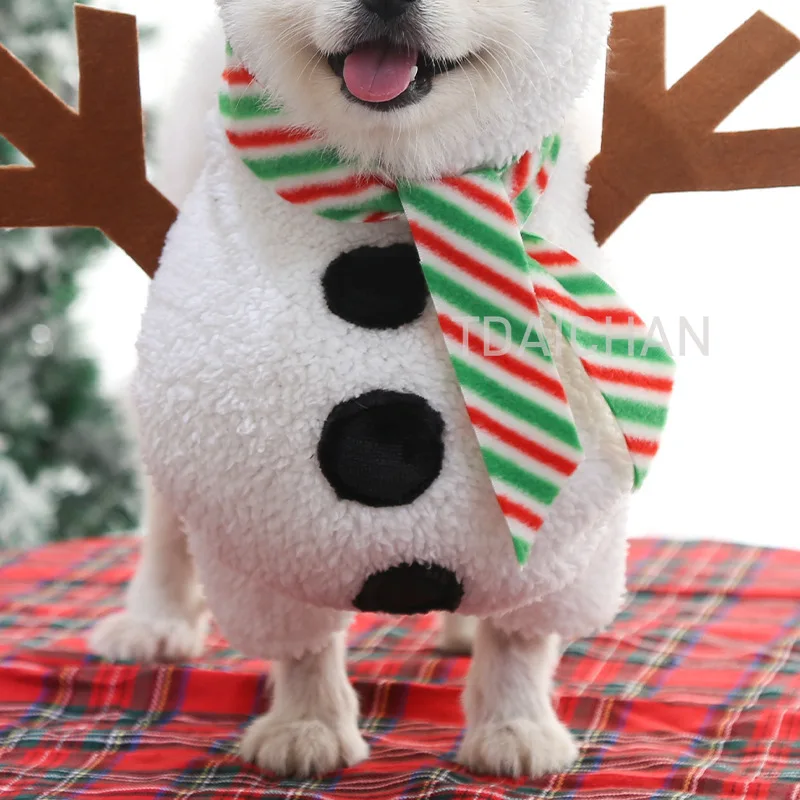 Ropa para mascotas, decoraciones navideñas suaves y cálidas, suministros para cachorros y perros grandes, Ropa divertida para gatos, disfraz de muñeco de nieve