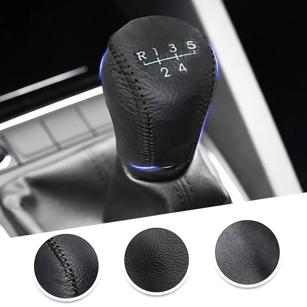 For Skoda Rapid 2013 2014 2015 Fabia 2015 MT Non-Slip Leather Hand Brake Shift Knob Cover Gear Case Car Decor Shift Knob Shell