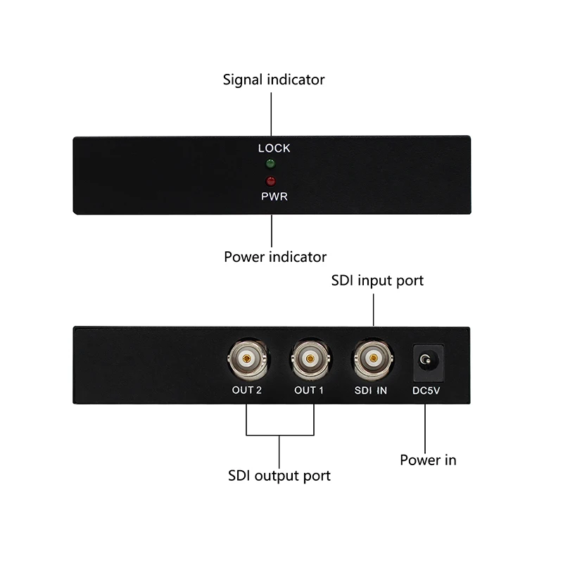 Imagem -04 - Sdi Powered Sdi Splitter Converter Suporta 3g-sdi Hd-sdi Sd-sdi 100m Full hd Sdi Porta de Entrada Portas de Saída