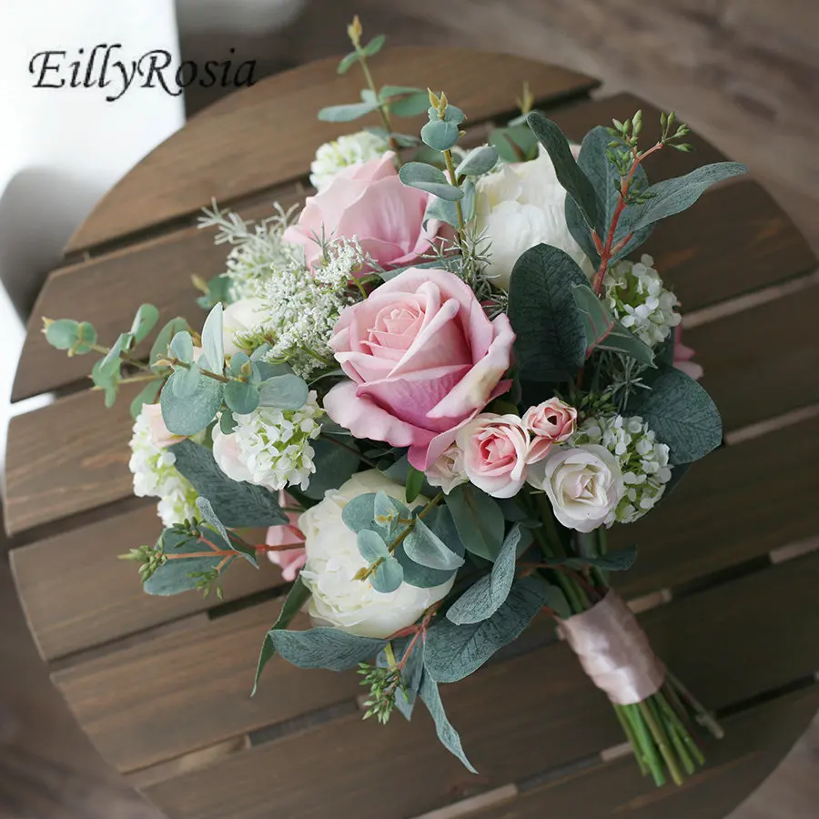 New Arrival Retro Bride Bouquet Morandi Color Dusty Rose Pink Simulation Bride Photography Holding Flowers Wedding Accessories