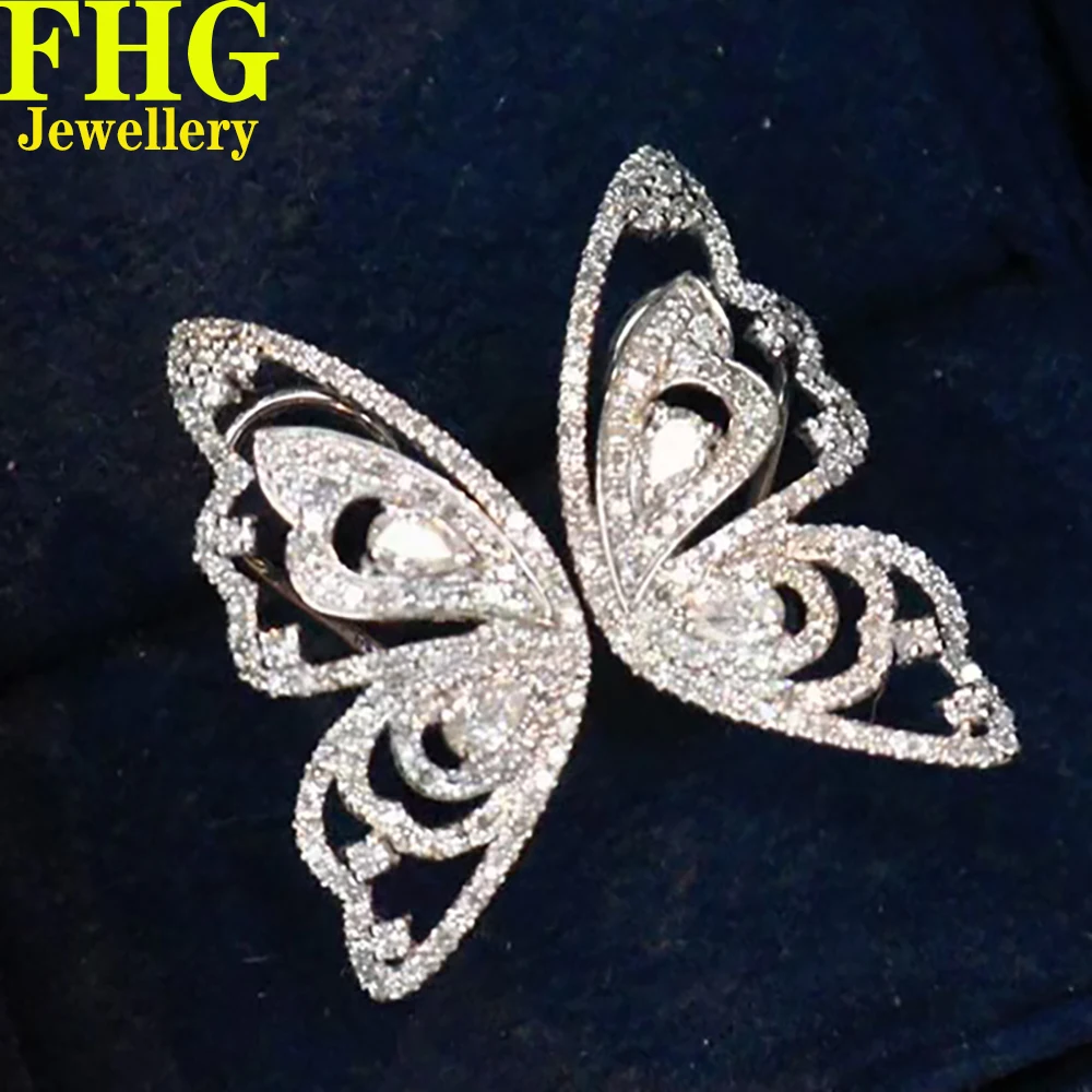 

18k Au750 White Gold Earrings Natural diamond 0.8Carat Butterfly Earring Wedding Party Engagement Anniversary Fashion Elegant