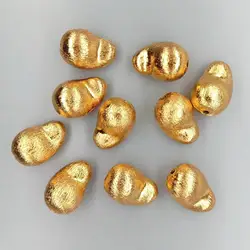 Wholesale 10 PCS 13x20mm Copper Baroque Shape Brushed Bead Gold Plated DIY