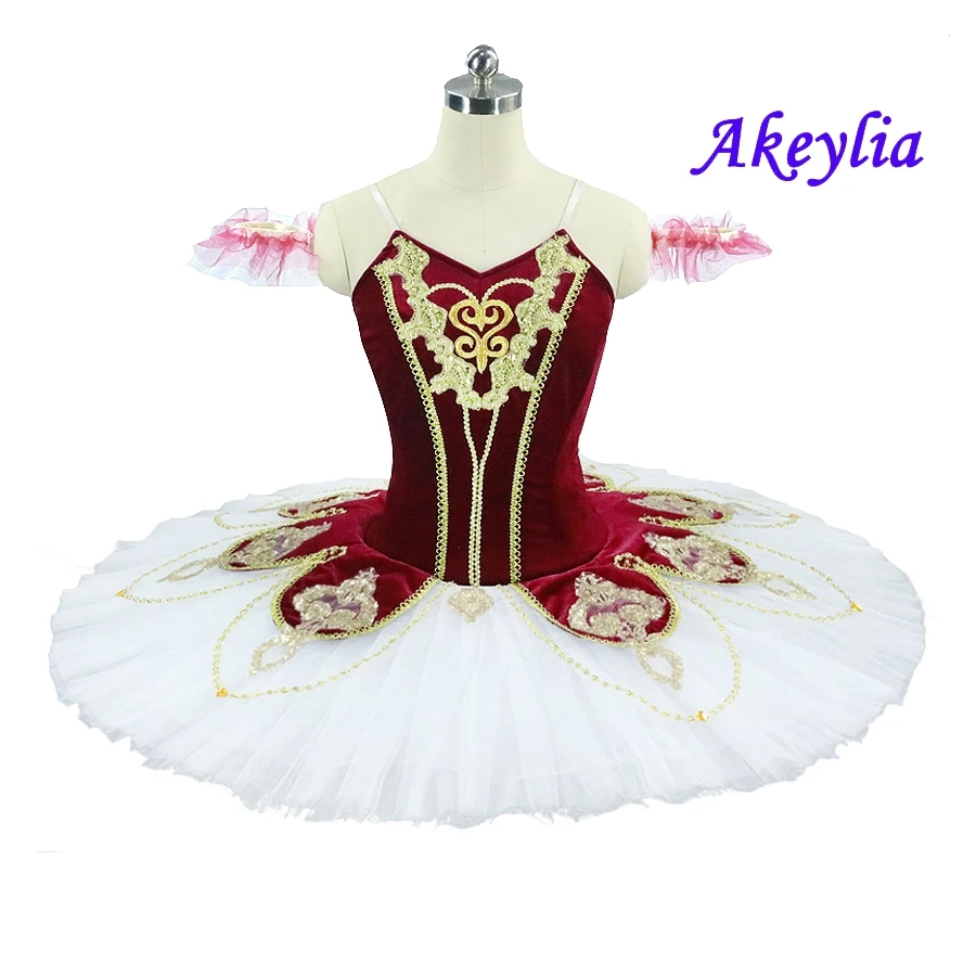 Velvet Forest Green Ballet Tutu Professional Girls Women Wine red Pancake tutu Fairy Ballet Stage Costume Burgundy White Dress