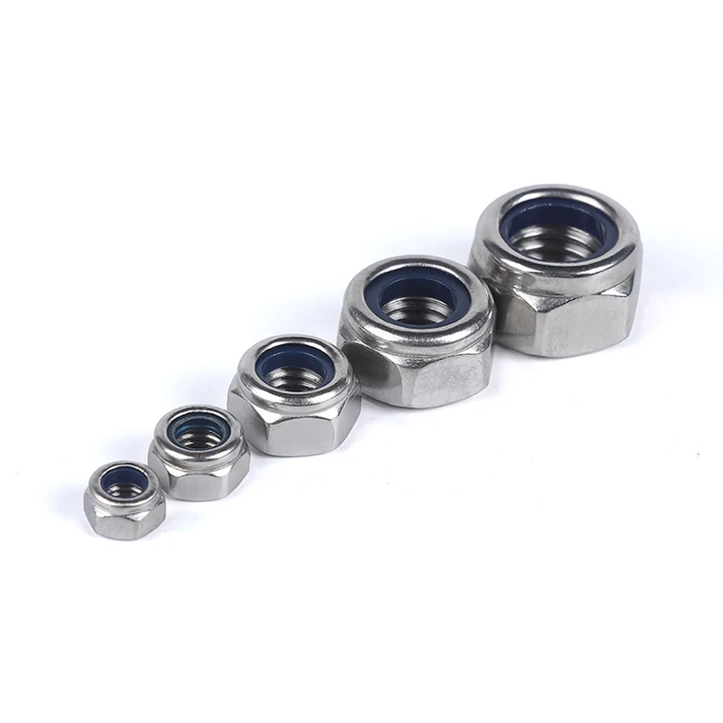 2/5/25pcs M2 M2.5 M3 M4 M5 M6 M8 M10 M12 M16 304 Stainless Steel Black Hex Nylon Insert Lock Nut Self-locking Nylock Nut Locknut