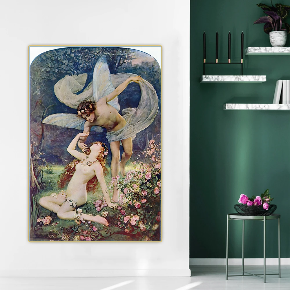 Citon Henrietta Rae《Zephyrus wooing Flora》Canvas Art Oil Painting Artwork Poster Picture Wall Decor Home Living Room Decoration