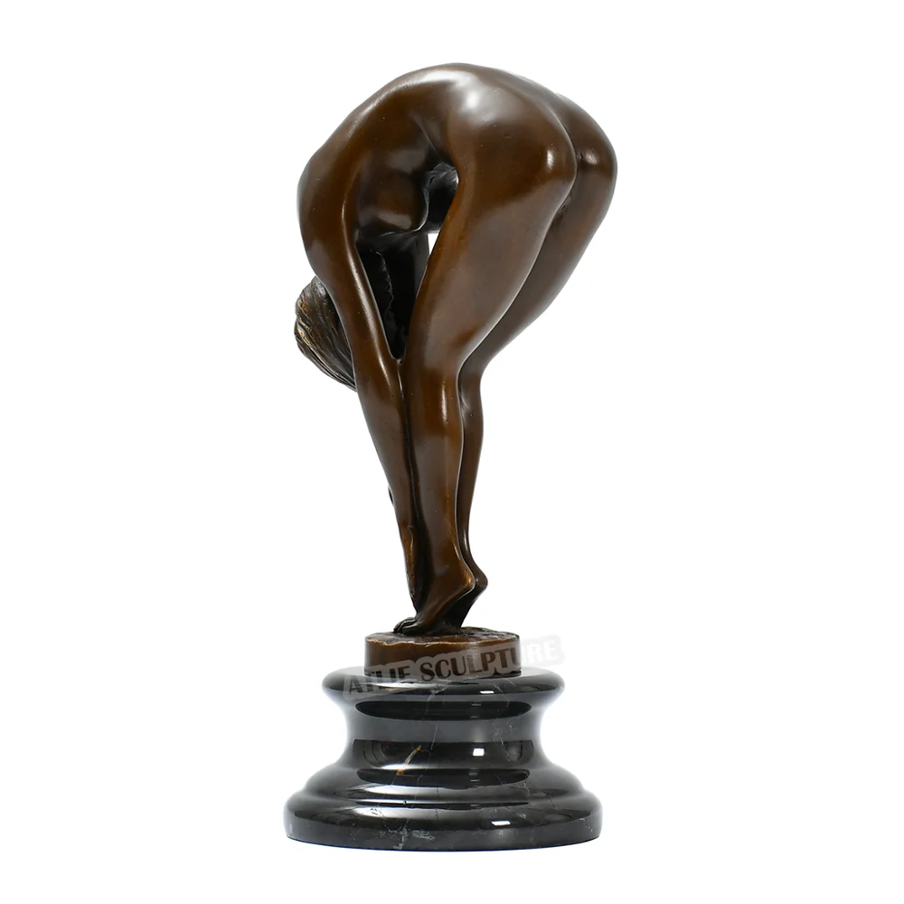 Western Nude Woman Bronze Statue Erotic Female Art Sculpture Modern Bare Girl Collection Decoration