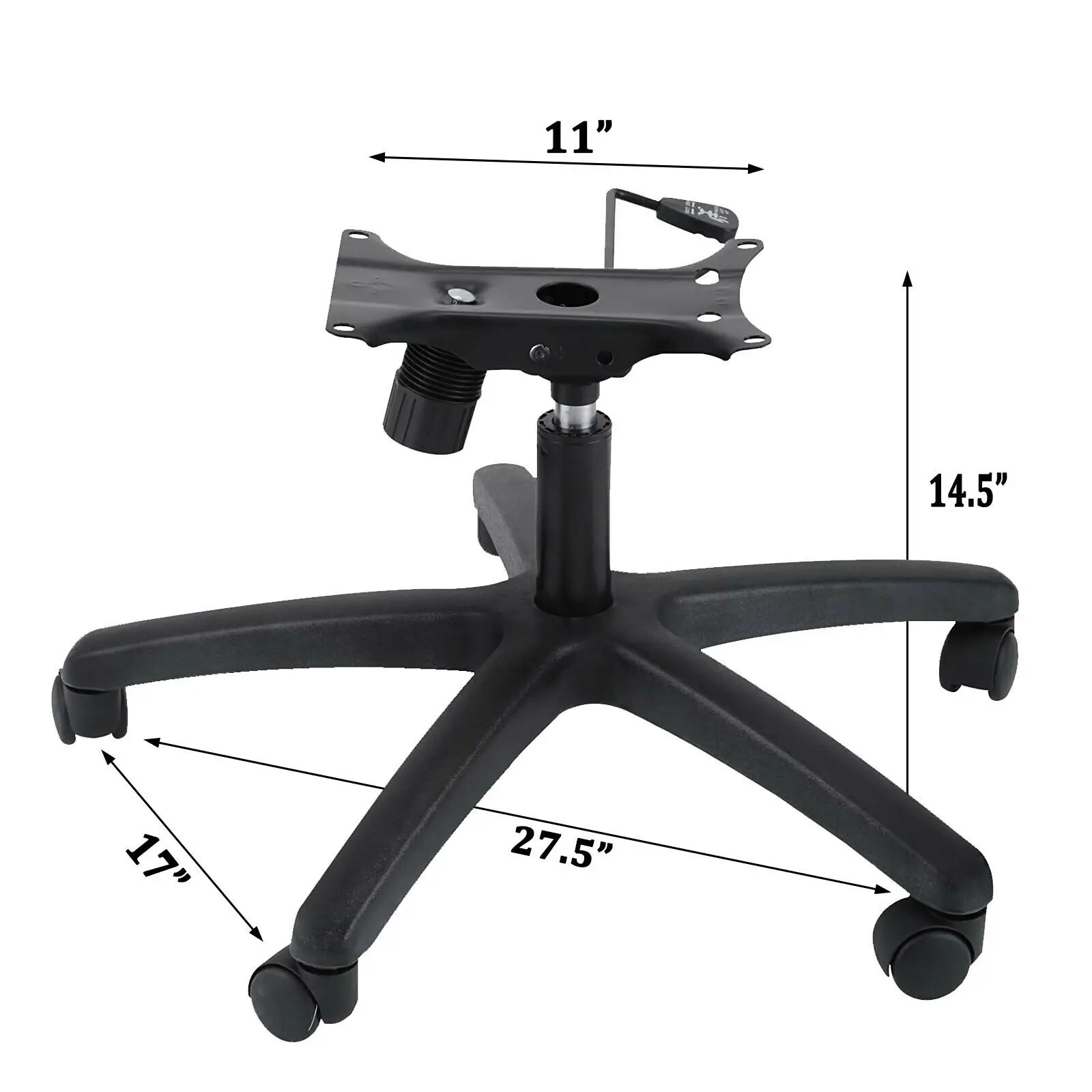 Сменное основание для офисного кресла, 28 дюймов, 320 фунтов, сверхмощное поворотное основание для стула с роликами и нижней пластиной, черное