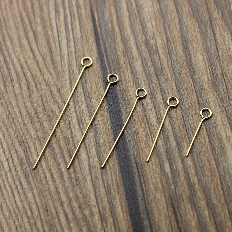 100Pcs 0,7mm Gold Farbe Edelstahl Auge Pins Haken DIY Ohrringe Erkenntnisse für Handgemachte Handwerk Schmuck Machen 15-50mm Länge