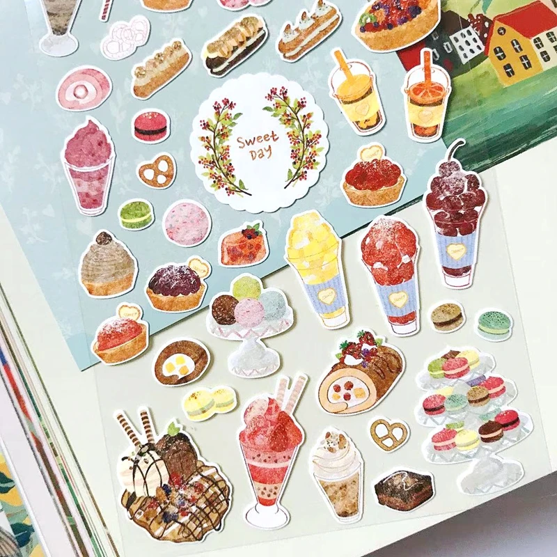 Cute Sweet Gelato Cake Stickers Aesthetic Scrapbooking Materials for Korea Journaling DIY Craft Stationery Supplies