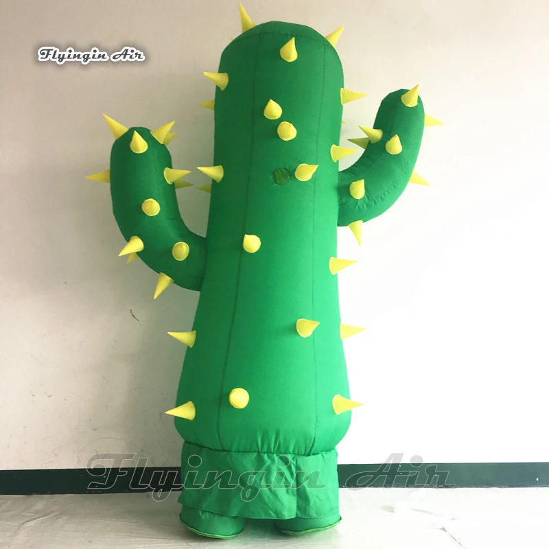 Parade Performance Walking Inflatable Cactus Costume 2m Green Adult Wearable Blow Up Plant Suit For Stage Show