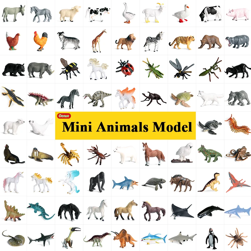 Oenux Mini Animals Prehistory Mosasaur Mammoth Action Figure Figurines Jurassic Dinosaur Sealife Model PVC Education Kid Toys