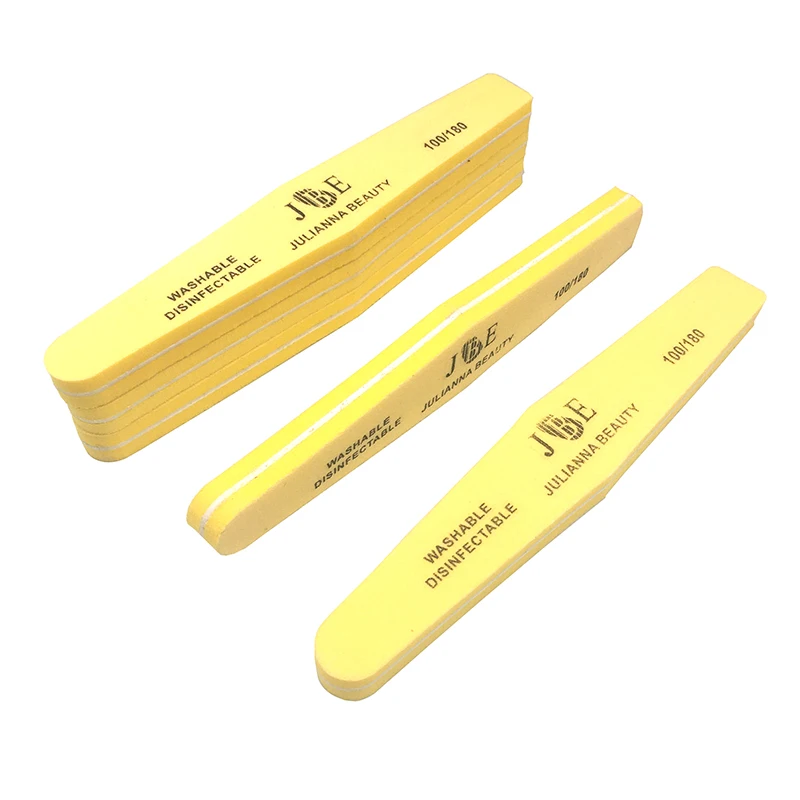 10 X Thick Nail File Yellow Nail Buffer Block Purple Sponge Sanding Files Art Tools Washable Manicure Salon 100/180 Emery Board