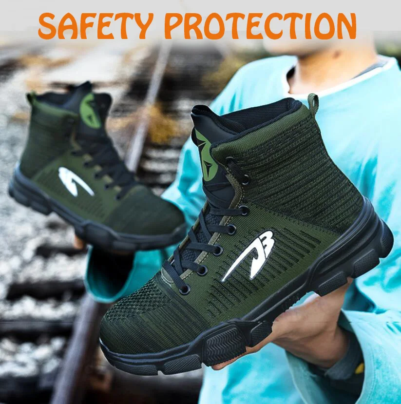 Winter New Men‘s Anti Smashing Cotton Steel Toe Work Shoes High Top Warm Boots Men Puncture Proof Safety Shoes Air-mesh