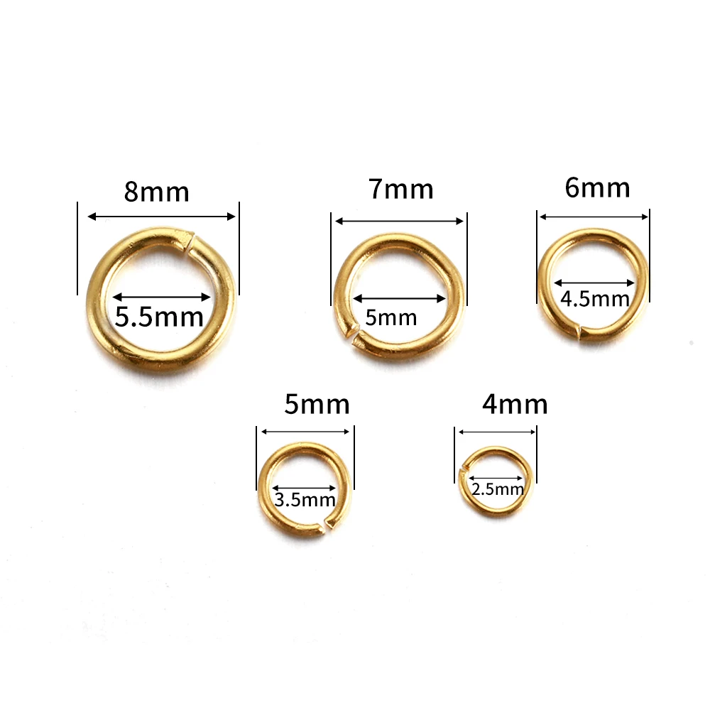 200pcs 100pcs Stainless Steel Jump Ring 3-15 mm Gold Plated Split Rings for Jewelry Making Chain Connectors DIY Accessories