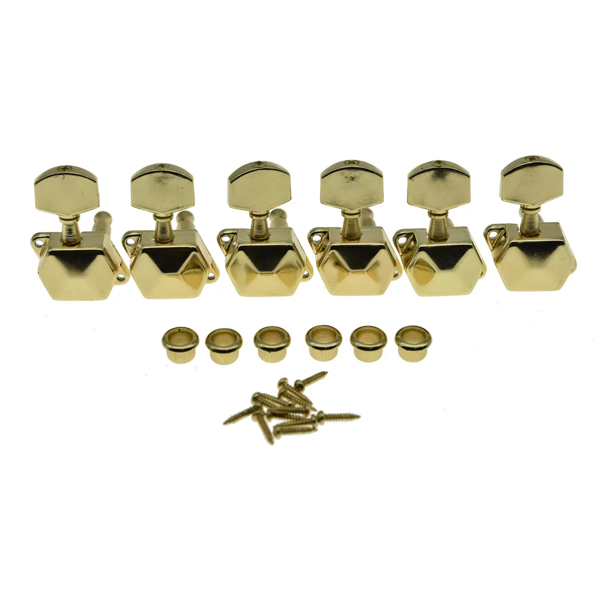 Dopro 6 Inline Semi Closed Guitar Tuning Keys Guitar Tuners Machine Heads for Strat/TL Electric Guitars Chrome/Black/Gold