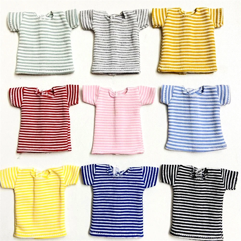 NEW Handmade Blyth Clothes,Pure Cotton Stripe T-shirt for barbies azone ob24 pullip blyth 1/6 doll clothes accessories