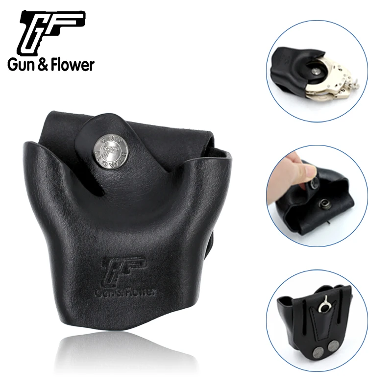 

Gun&Flower Open Top Handcuff Case Quick Release Cuff Holder with Key Pouch for Duty Belt