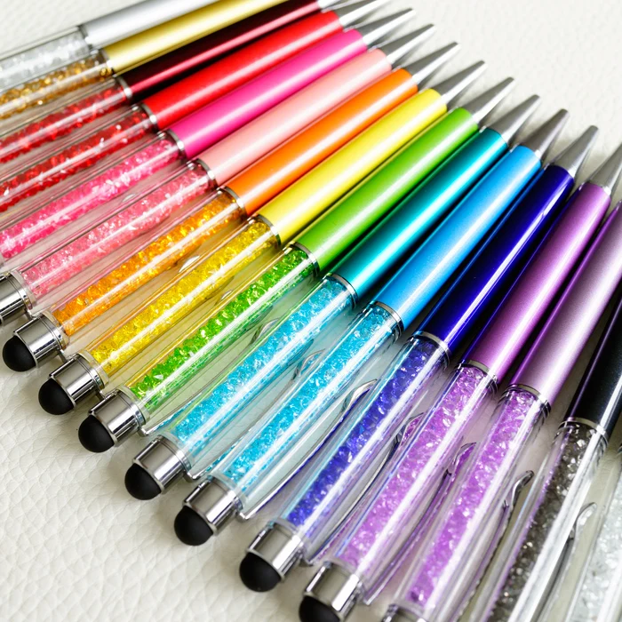 Wholesale 20 Pcs/lot High-texture Crystal Stylus Pen Capacitive Screen Touch Pen For iPhone support logo print