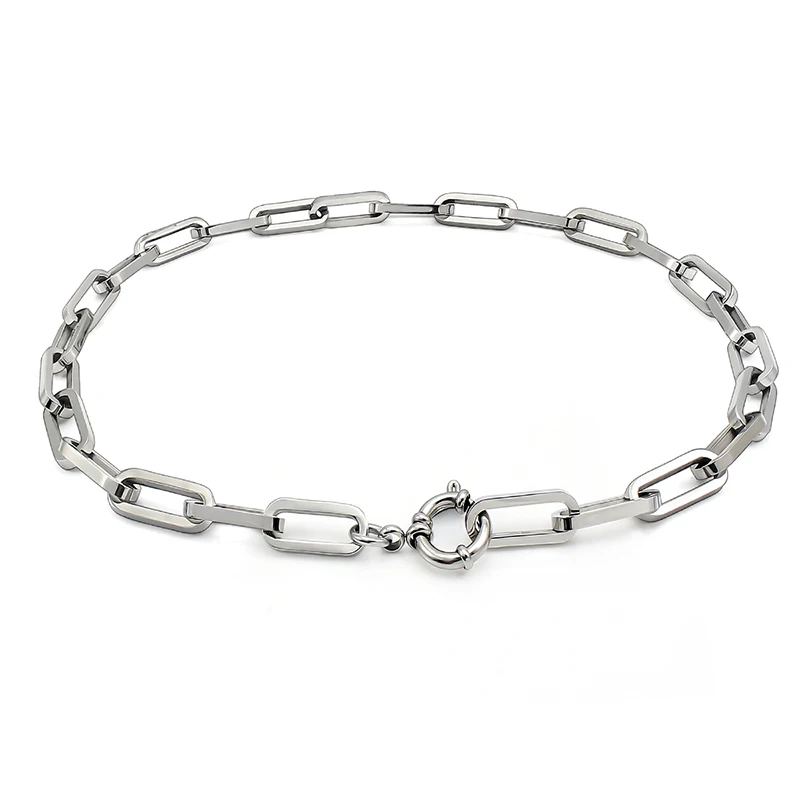 Stainless Steel Long Rectangular Link Necklace Chain Toggle Pendant Necklace For Women Men T Bar Choker Necklace Punk Necklace