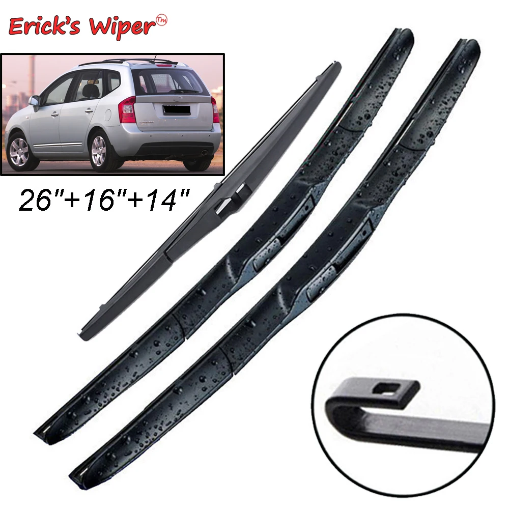 Erick's Wiper Front & Rear Wiper Blades Set For Kia Carens UN 2006 - 2011 Windshield Windscreen Window Rain Brushes 26