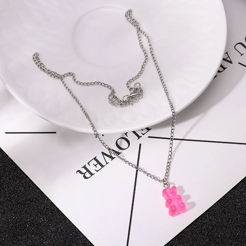 Aihua Candy Farbe Sterne Herzen Gummy Mini Bär Kette Halsketten für Frauen Nette Cartoon Tier Anhänger Schmuck Femme Bijoux Collare – Detail 9