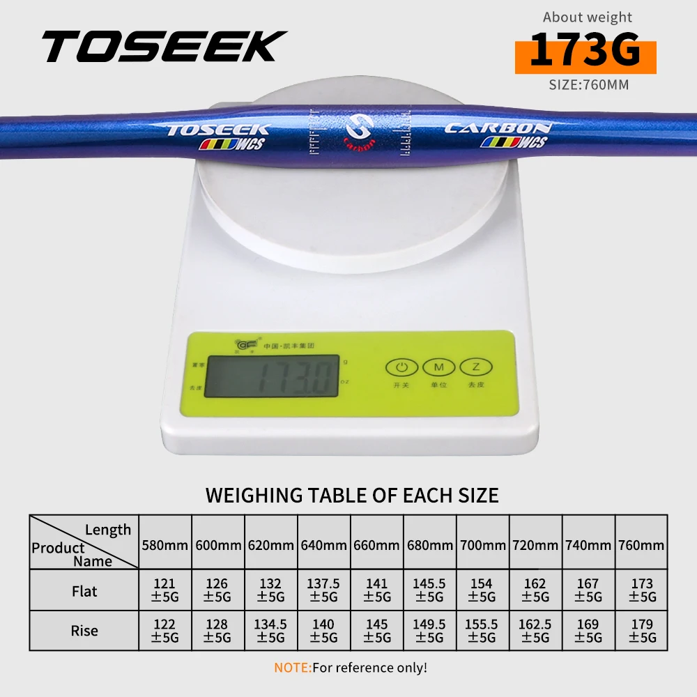 TOSEEK WCS Carbon Fiber Handlebar Bicycle MTB Handlebars for Stem Diameter 31.8mm Bike Mountain Bars Parts 580mm - 760mm