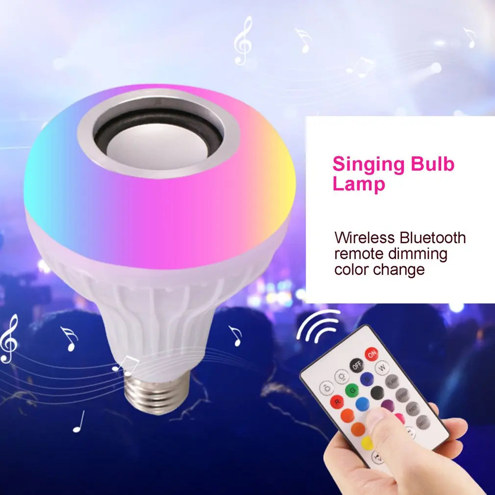 Smart Music Light Bulb Led Colorful Speaker Bulb E27 Wireless Remote Control Audio Bulb 12W 220V RGB Bulb Light Music Player