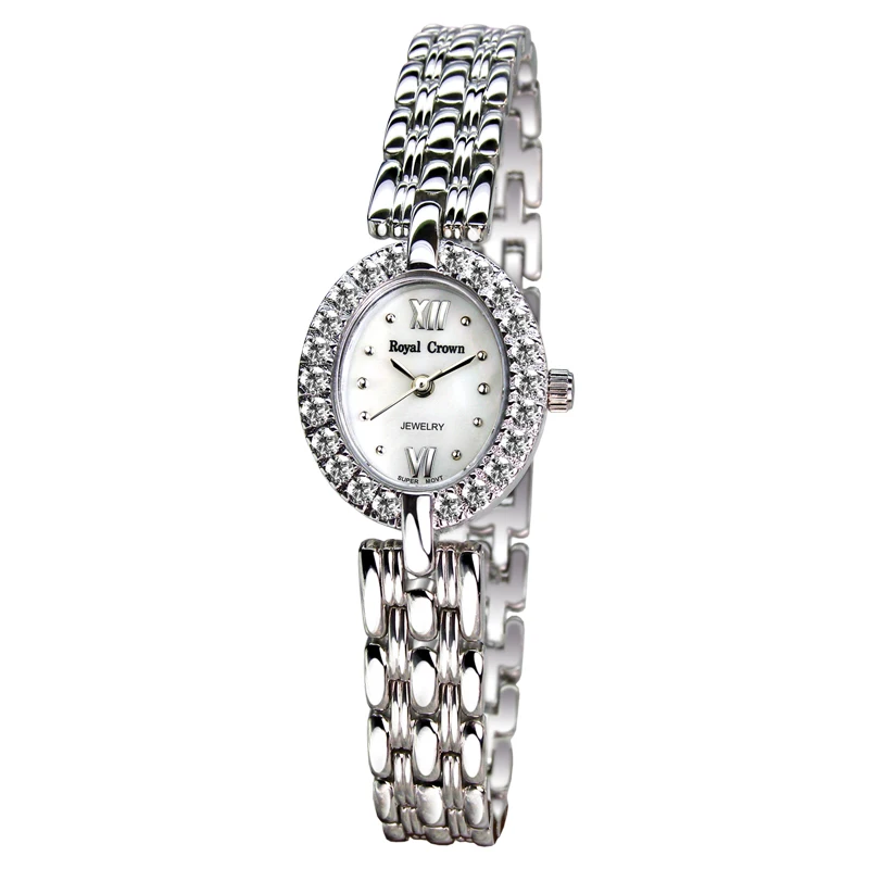 Women's simple and small oval square Rhinestone dial fashion steel band waterproof quartz women's Watch