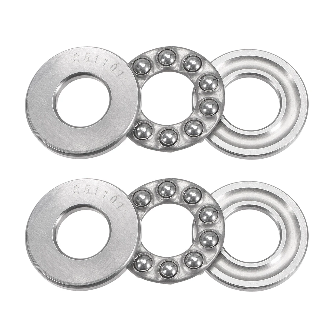 Uxcell 2pcs S51103 Thrust Ball Bearing 17mm Bore 30mm OD 9mm Thick Stainless Steel with Washers