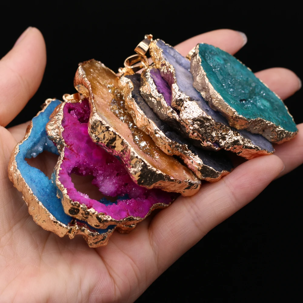 Natural Stone Druzy Crystal Pendants Irregular Reiki Heal Druzy Charms for Jewelry Making Design Necklace Earrings Accessories