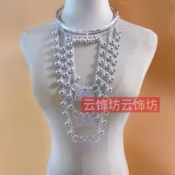 Hmong Miao For Adult Woman Xauv Dance Party New Year Collar Necklace Jewelry Bell Torques Choker