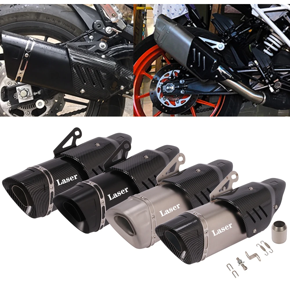 

38-51mm Universal Motorcycle Exhaust Escape Moto Modified Muffler Engding Pipe Tailpipe with Heat Shield For R1 YZF MT10 09 Z900