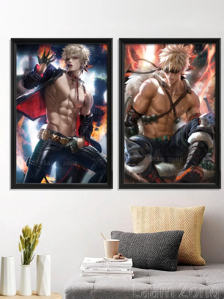 Izuku Midoriya Katsuki Bakugou Dabi Art Silk Poster Cartoon Sexy Nude Male Anime Prints Home Custom Bedroom