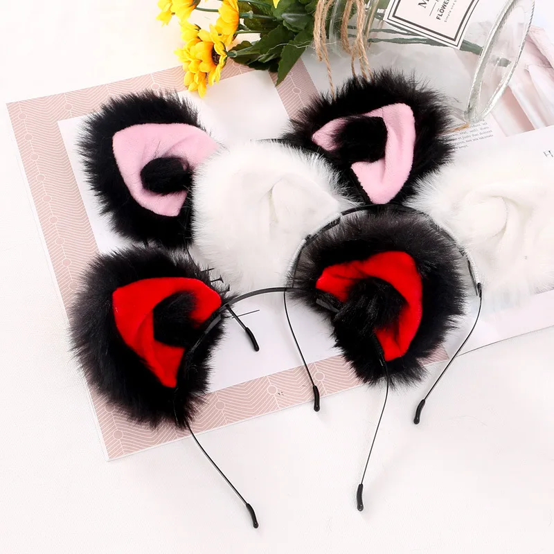 

Hot Sale Women Girls Fashion Fox Plush Cat Ears Headbands Headwear Soft Birthday Anime Cosplay Costume Halloween Christmas