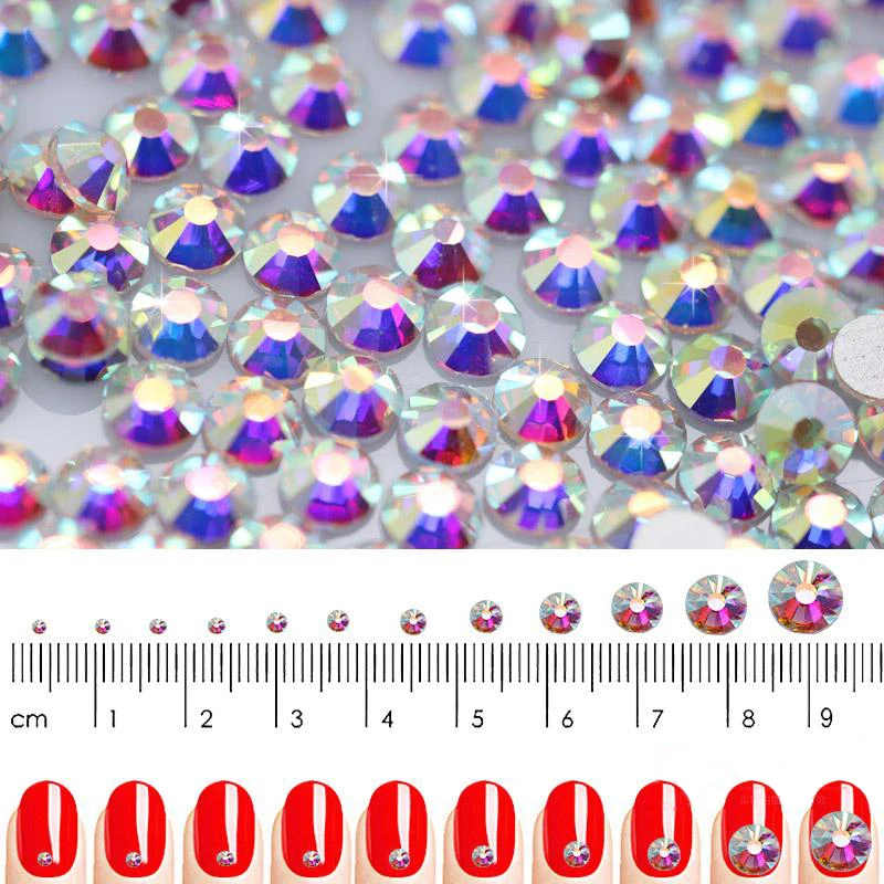 

SS3-SS30 Super Glitter Crystal AB accessories Flat Back Glass Chameleon Nail Rhinestones For Charms 3D Nails Art Decorations