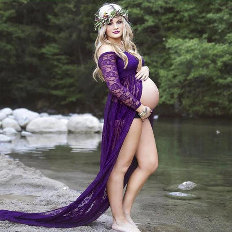 

Maternity Photography Props Maxi Dress Plus Size Pregnancy Clothes Lace Maternity Dress for Shooting Photo Summer Pregnant Dress