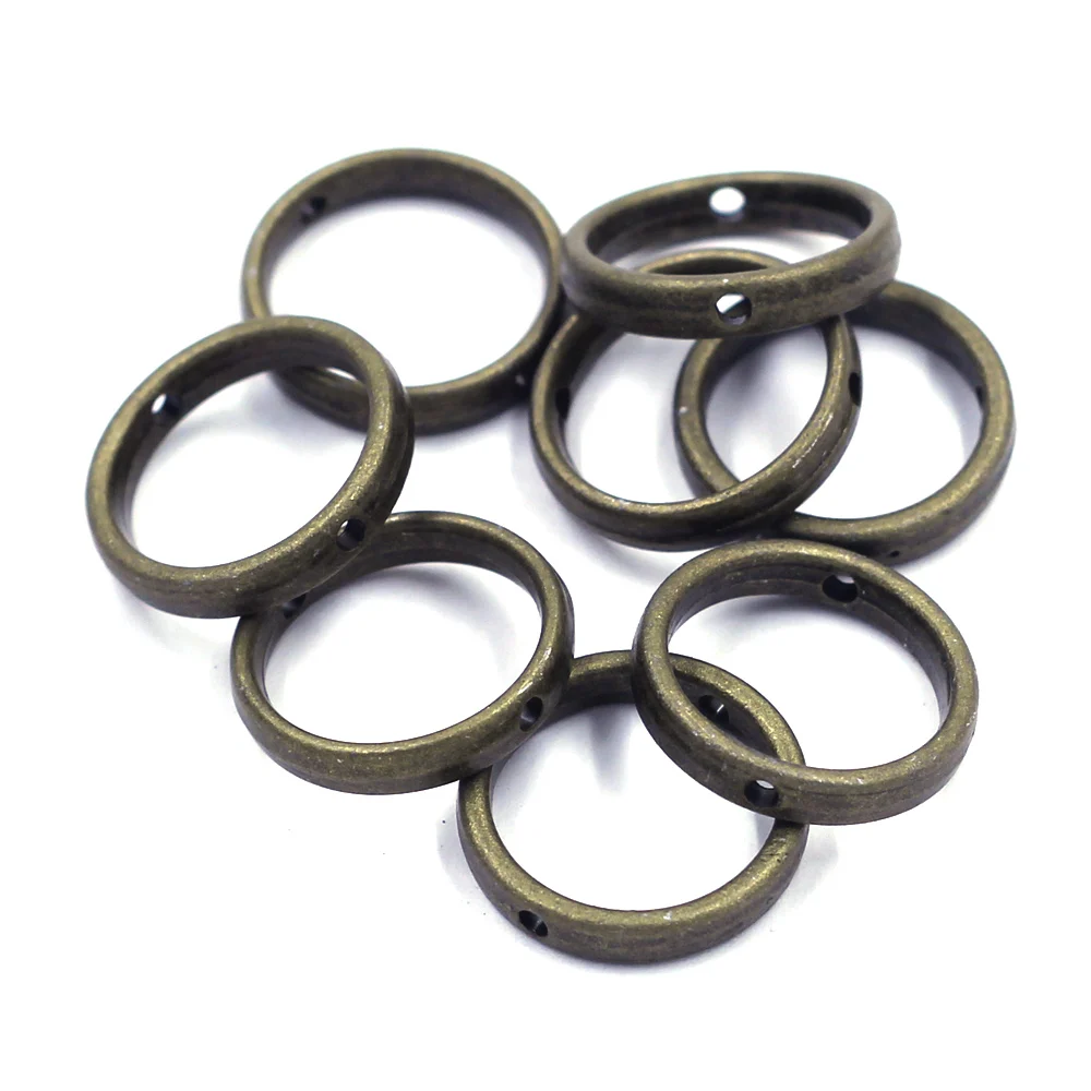 

10Pcs Spacer Beads Frames Round Circle Metal Bronze Tone Jewelry DIY Findings Charms 18mm