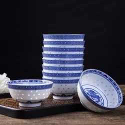 4.5 inch Rice Bowl Jingdezhen Blue and White Porcelain Tableware Chinese Dragon Dinnerware Ceramic Ramen Soup Bowls Food Holder