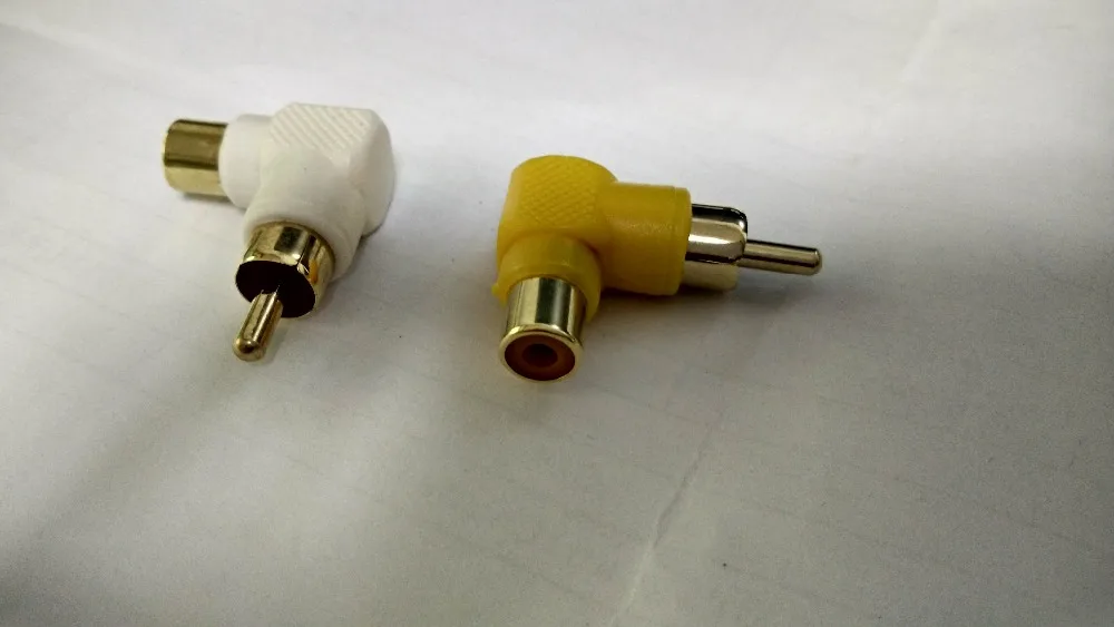 1000pcs 2color Gold plated RCA right angle plug adapter to female 90 degree New