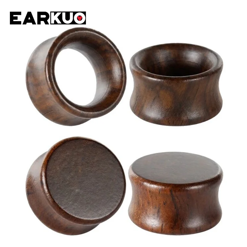 EARKUO High Quality Blank Hollow Flat Ear Wood Piercing Plugs Tunnels Gagues Expanders Body Jewelry Earrings Gift 2PCS 8-30mm