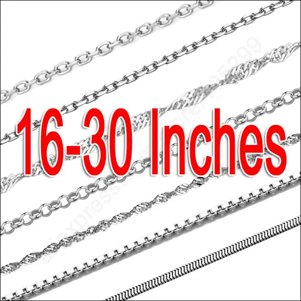 Genuine 925 Sterling Silver Link Chain Jewelry 10 Styles Mixed Collar Necklace with Lobster Clasps 10PCS Whoesale 16-30 Inch