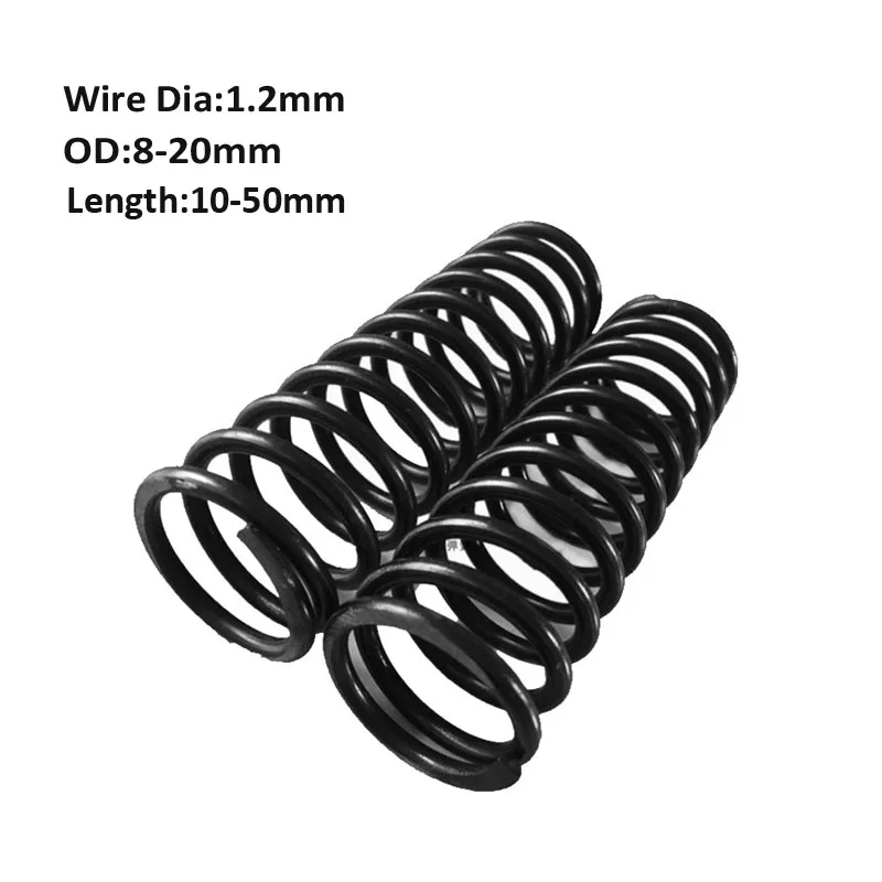 압축 스프링 고탄성 흑화 스프링 망간강 압력 스프링 와이어 직경 1.2mm, 외경 8-20mm Length10-50mm